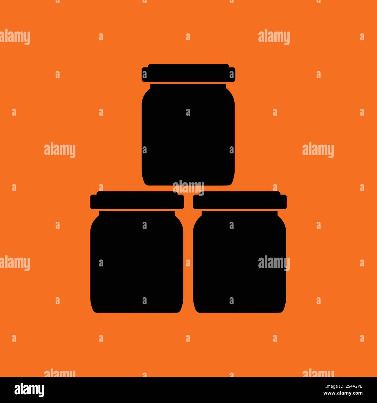 Baby vasetti di vetro e la relativa icona. Sfondo arancione con nero. Illustrazione Vettoriale. Illustrazione Vettoriale