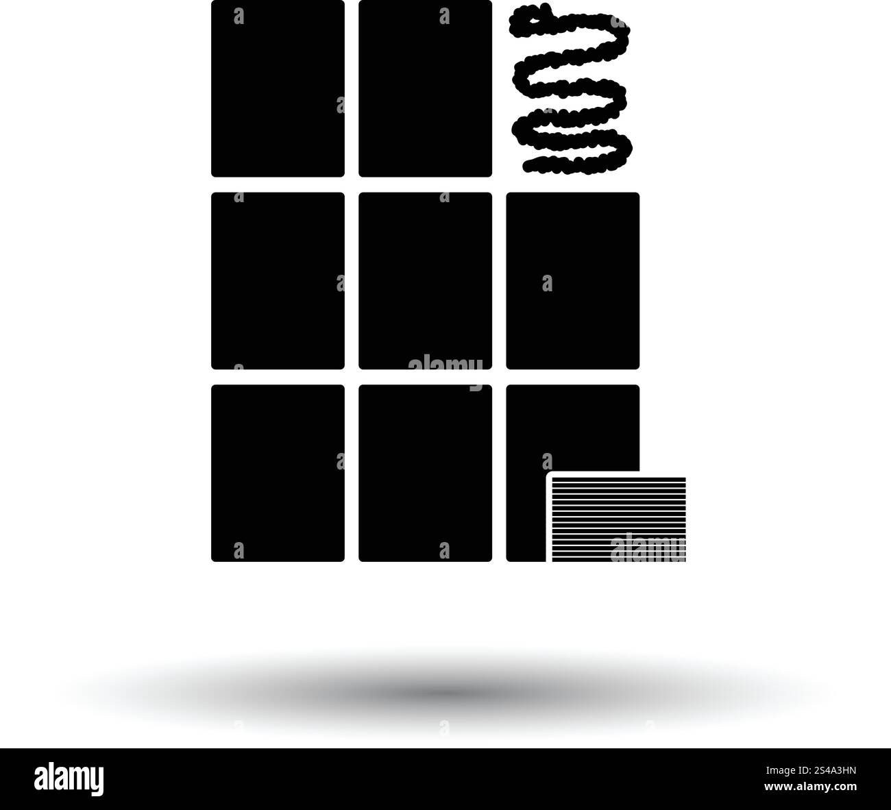 Parete di piastrelle e la relativa icona. Sfondo bianco con ombra design. Illustrazione Vettoriale. Illustrazione Vettoriale