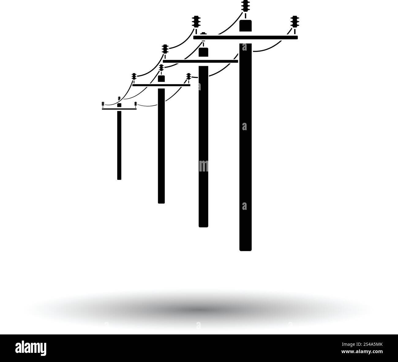 Linea ad alta tensione e la relativa icona. Sfondo bianco con ombra design. Illustrazione Vettoriale. Illustrazione Vettoriale
