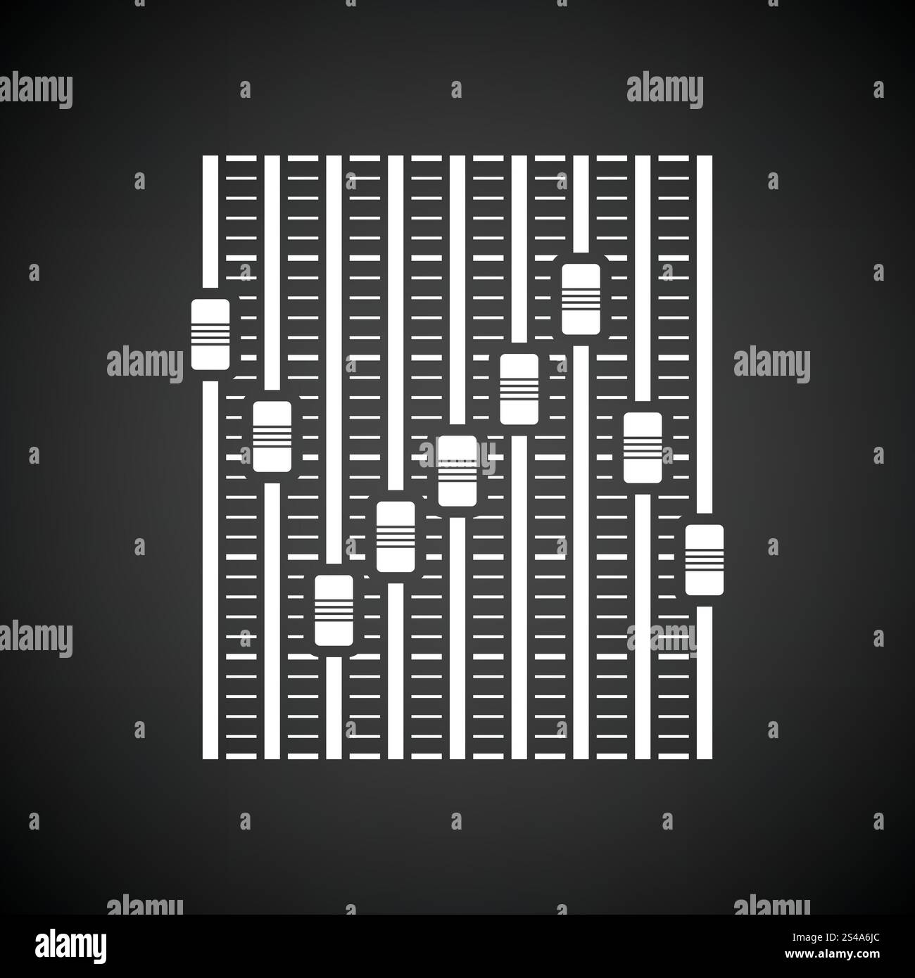 Musica equalizzatore icona. Sfondo nero con il bianco. Illustrazione Vettoriale. Illustrazione Vettoriale