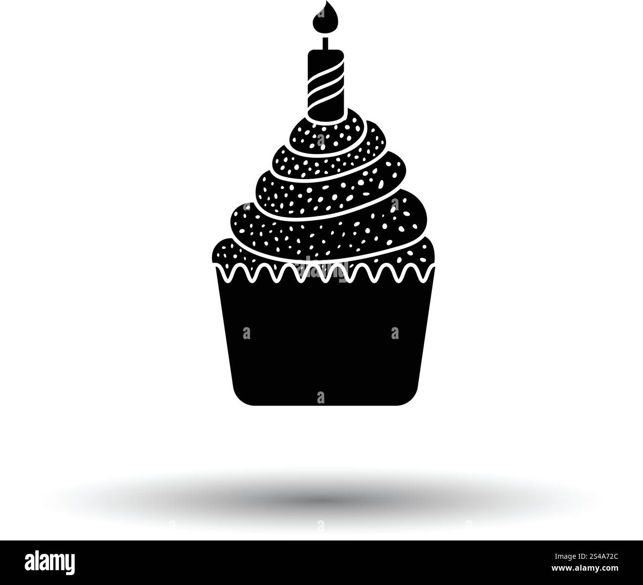 Prima torta di compleanno icona. Sfondo bianco con ombra design. Illustrazione Vettoriale. Illustrazione Vettoriale