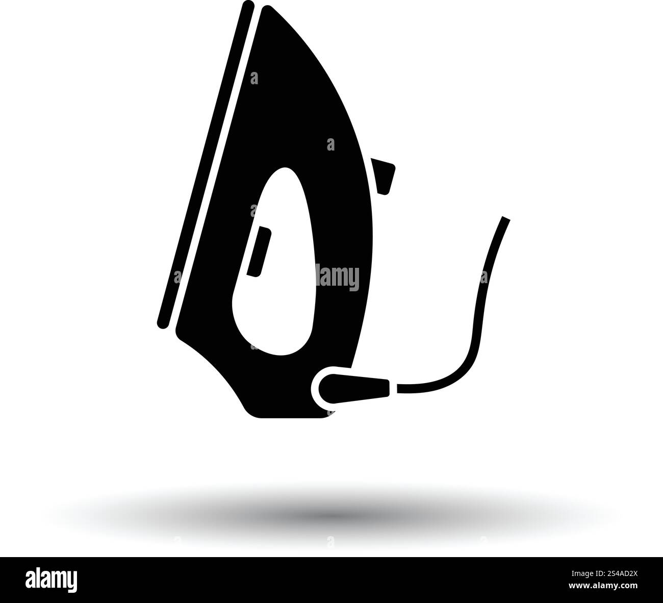 Ferro da stiro a vapore e la relativa icona. Sfondo bianco con ombra design. Illustrazione Vettoriale. Illustrazione Vettoriale