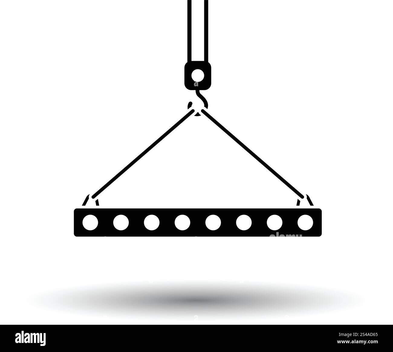 Icona della bramma impiccati sul gancio della gru con fune imbracature . Sfondo bianco con ombra design. Illustrazione Vettoriale. Illustrazione Vettoriale
