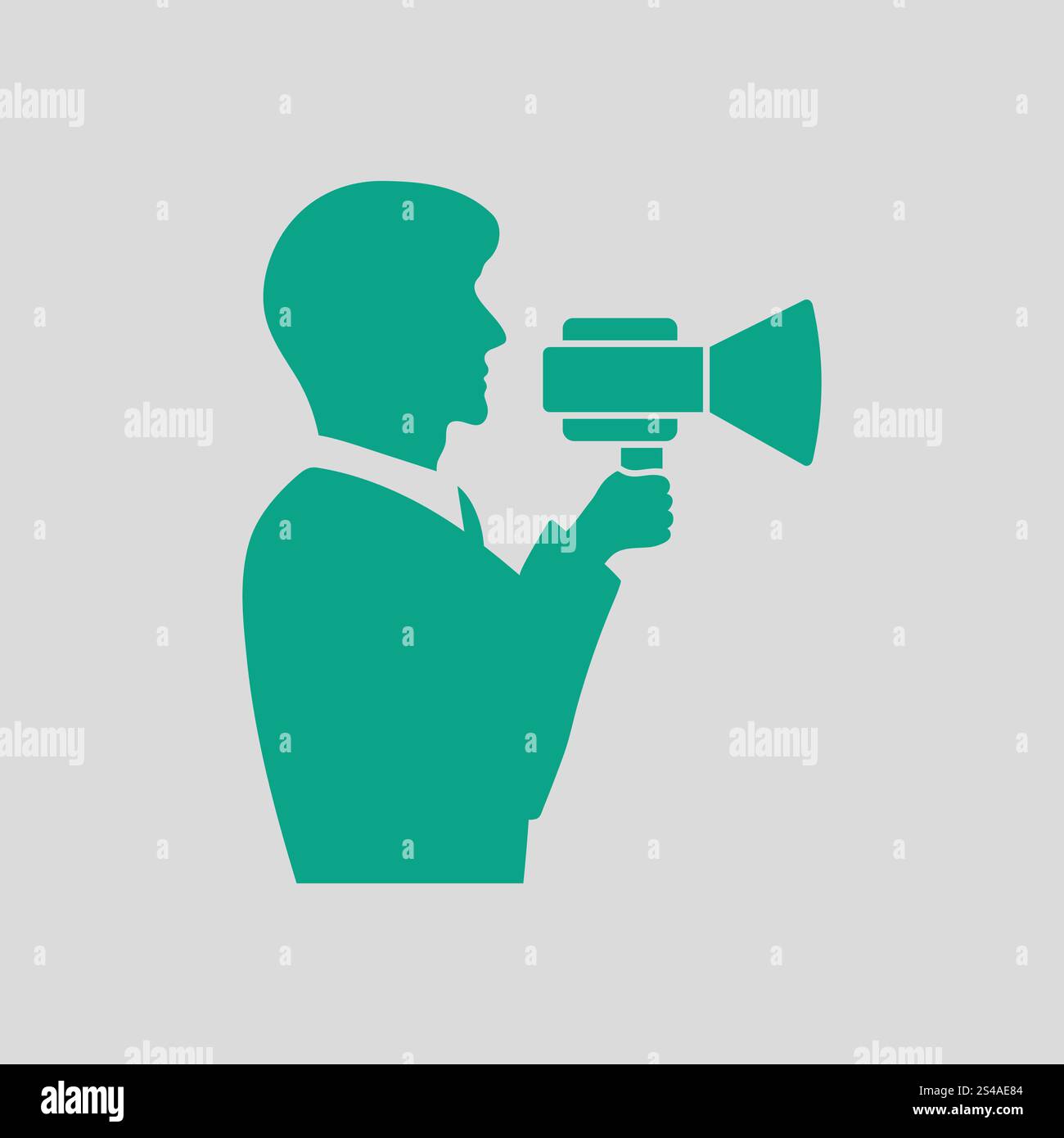 Uomo con boccaglio icona. Sfondo grigio con verde. Illustrazione Vettoriale. Illustrazione Vettoriale