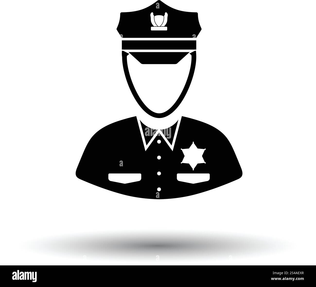 Icona di poliziotto. Sfondo bianco con ombra design. Illustrazione Vettoriale. Illustrazione Vettoriale