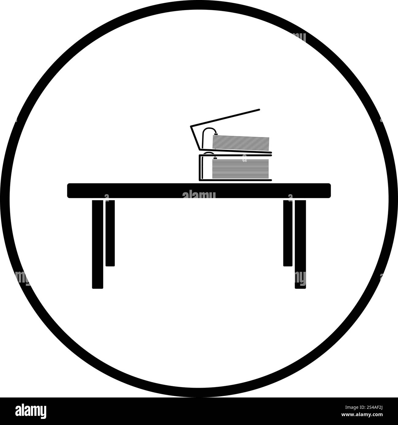 Ufficio tavolo basso icona. Cerchio sottile design. Illustrazione Vettoriale. Illustrazione Vettoriale