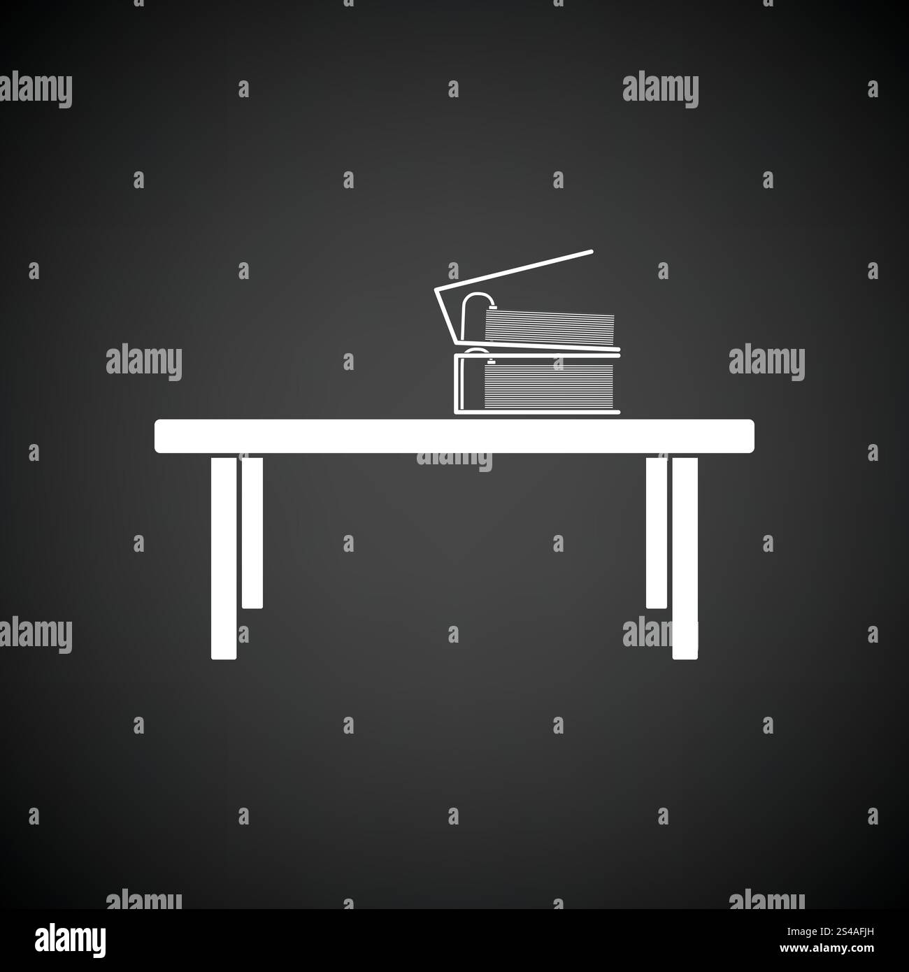 Ufficio tavolo basso icona. Sfondo nero con il bianco. Illustrazione Vettoriale. Illustrazione Vettoriale