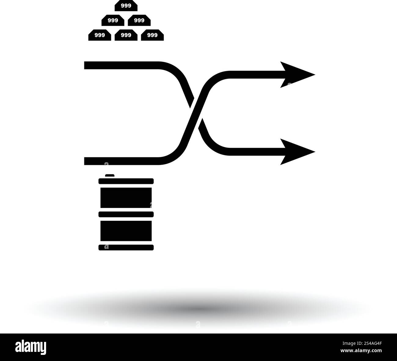 Oro e petrolio il grafico di confronto icona. Sfondo bianco con ombra design. Illustrazione Vettoriale. Illustrazione Vettoriale