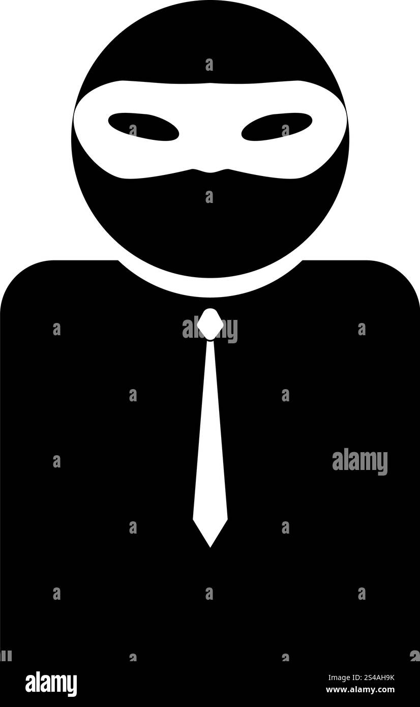 L'uomo in incognito in una maschera l'icona di colore nero.. L'uomo in incognito in una maschera è l'icona di colore nero. Illustrazione Vettoriale
