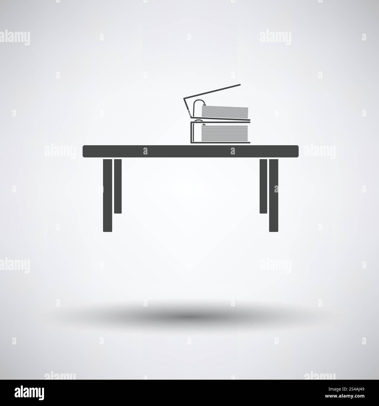 Ufficio tavolo basso icona su sfondo grigio, round ombra. Illustrazione Vettoriale. Illustrazione Vettoriale