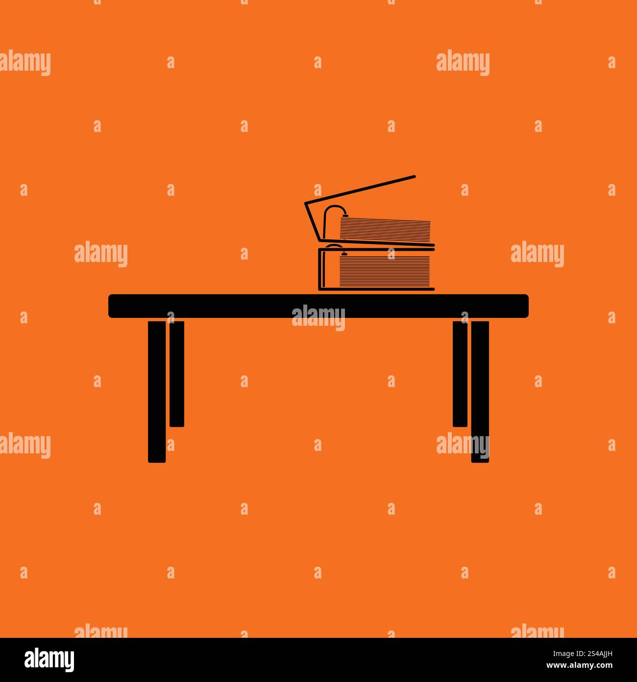Ufficio tavolo basso icona. Sfondo arancione con nero. Illustrazione Vettoriale. Illustrazione Vettoriale