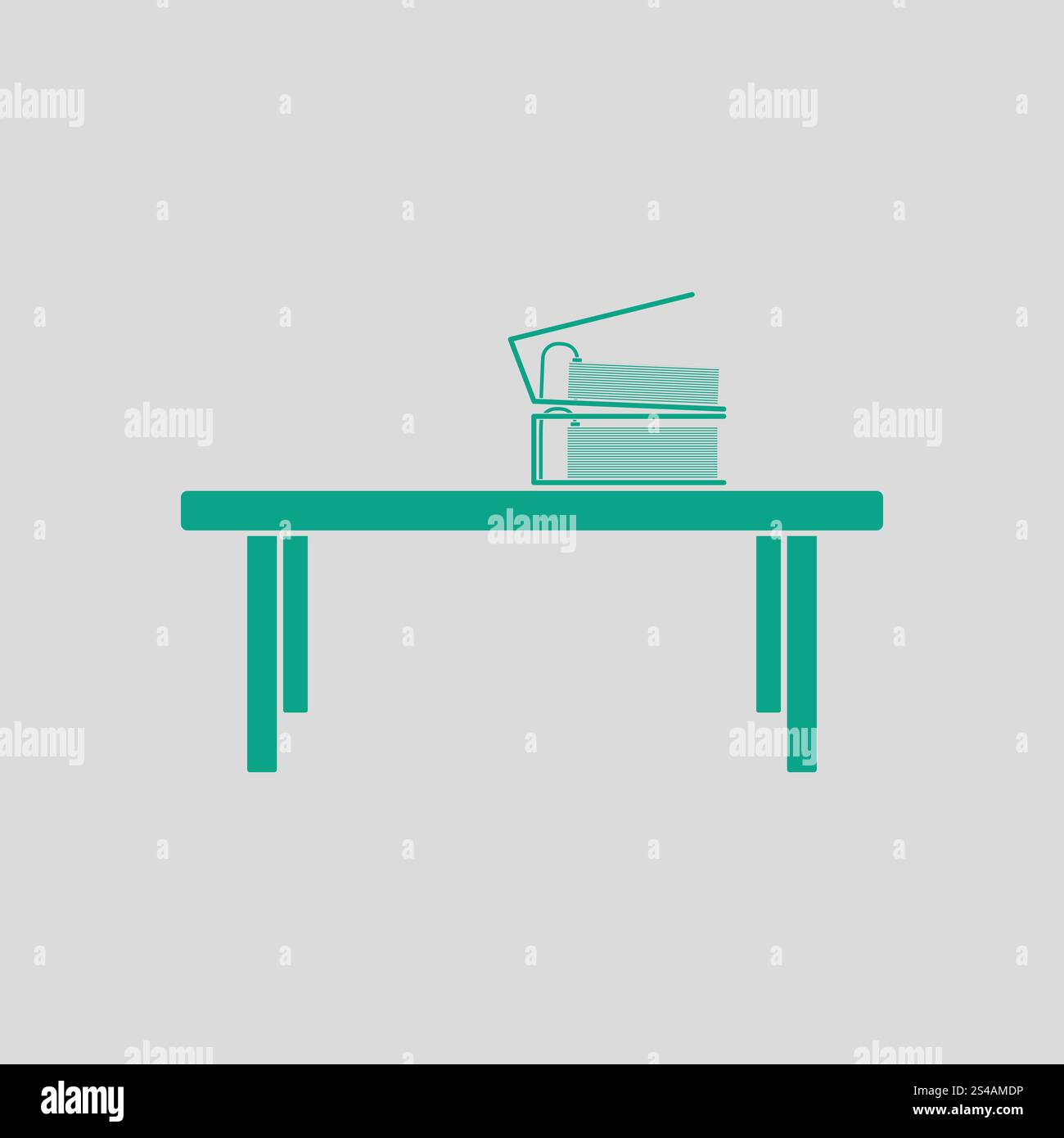 Ufficio tavolo basso icona. Sfondo grigio con verde. Illustrazione Vettoriale. Illustrazione Vettoriale