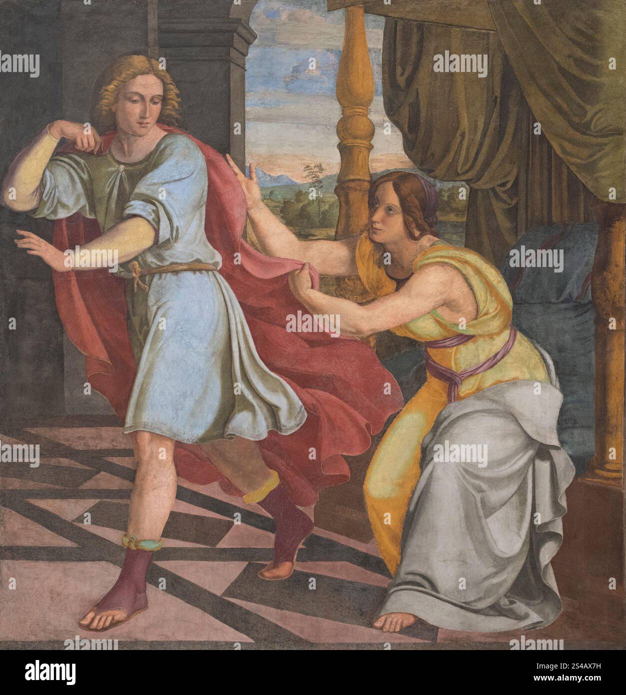 Philipp Veit (1793–1877), moglie di Giuseppe e Potifar, ca. 1816, affresco della Casa Bartoldia di Roma. Joseph und Potiphars Weib. Wandbilder aus der C. Foto Stock