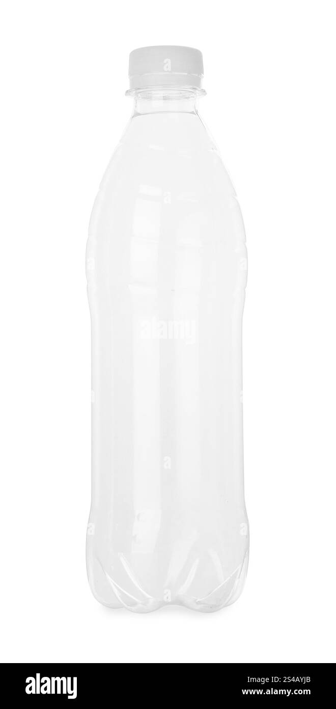 La bottiglia di plastica di acqua isolato su bianco Foto Stock