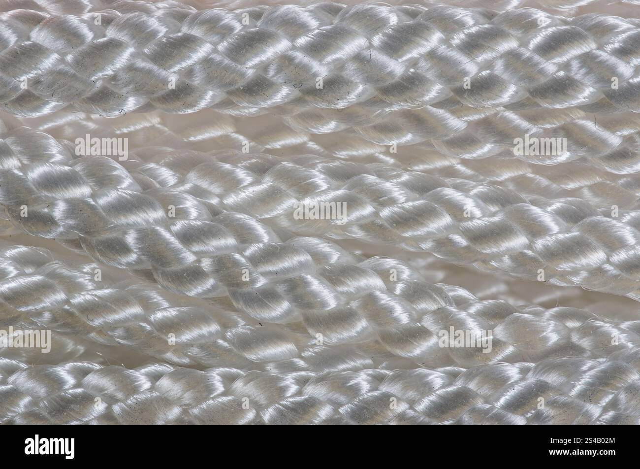 Primo piano di una corda di nylon bianca Foto Stock