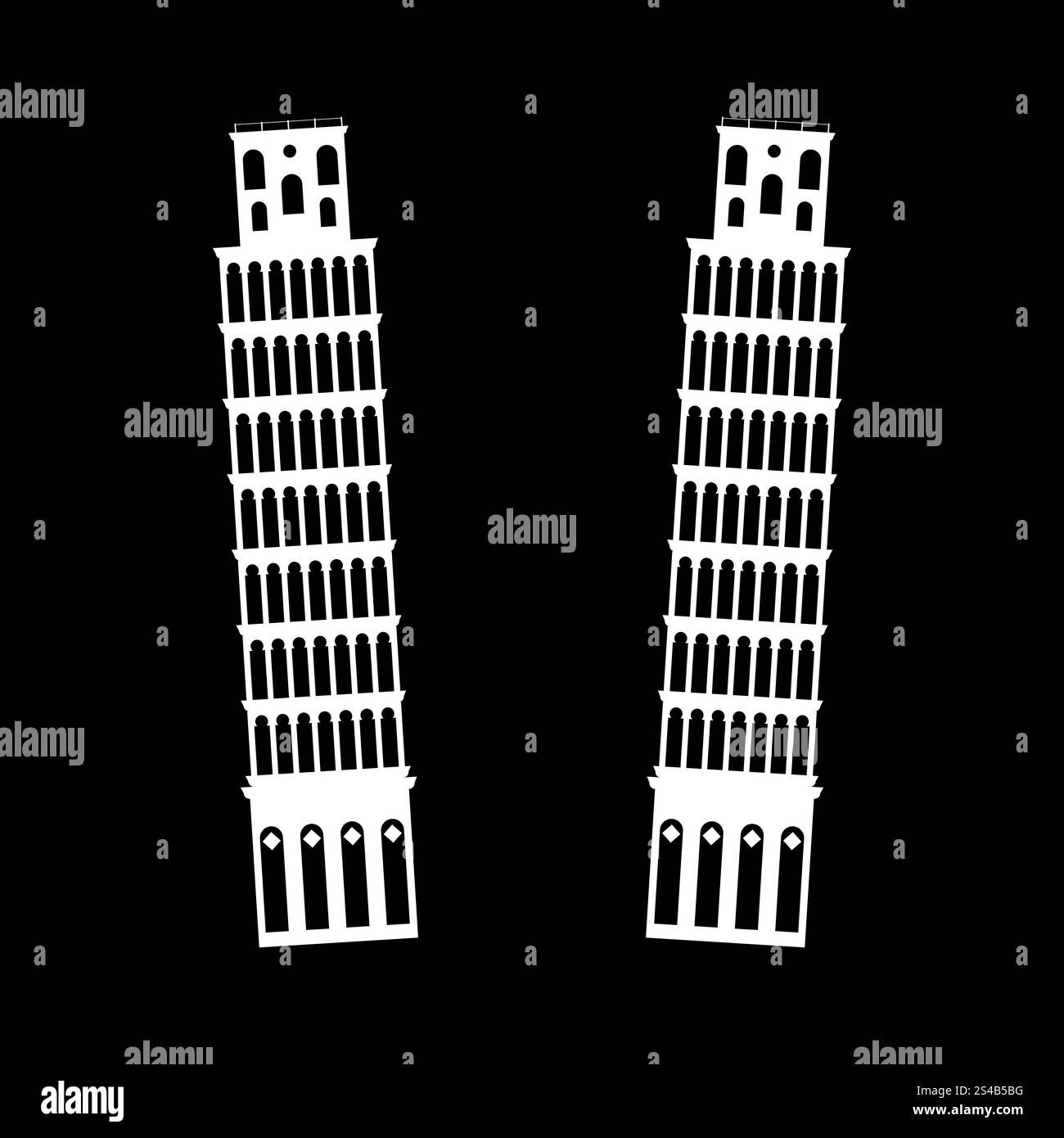 Torre di Pisa è un'icona bianca... Torre di Pisa è un'icona bianca. Stile piatto. Illustrazione Vettoriale