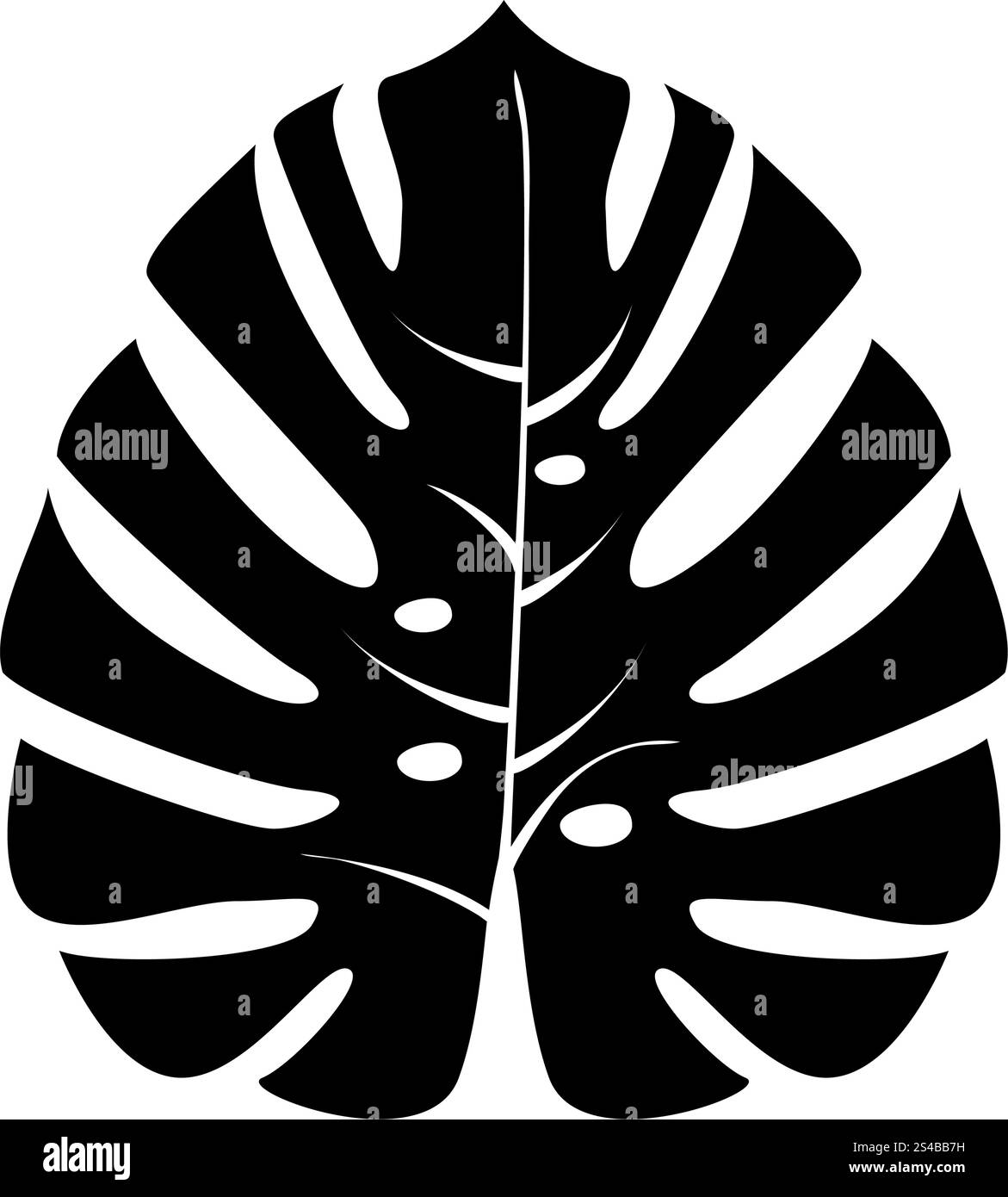 Foglia tropicale icona nera . Illustrazione Vettoriale