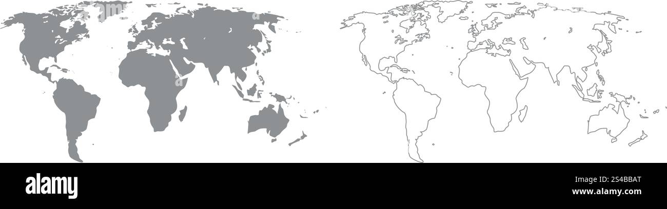 Icona di impostazione grigia della mappa del mondo . Illustrazione Vettoriale