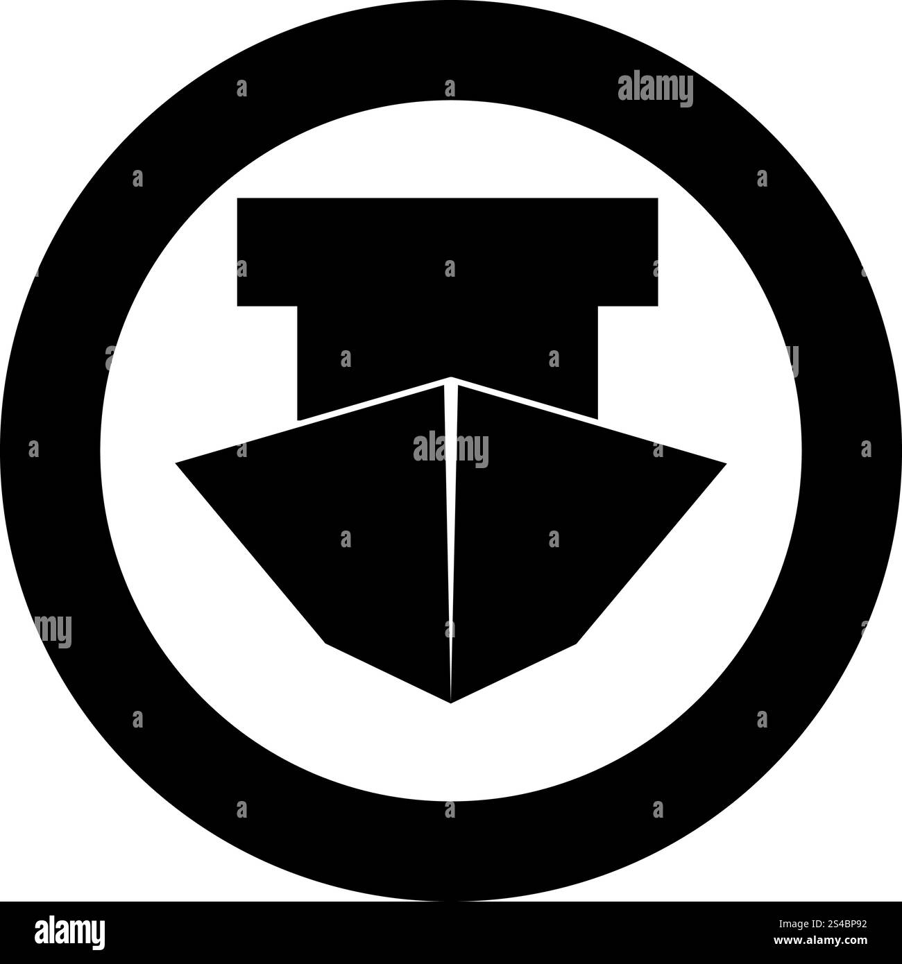 Nave icona nera nel cerchio illustrazione vettoriale isolato Illustrazione Vettoriale