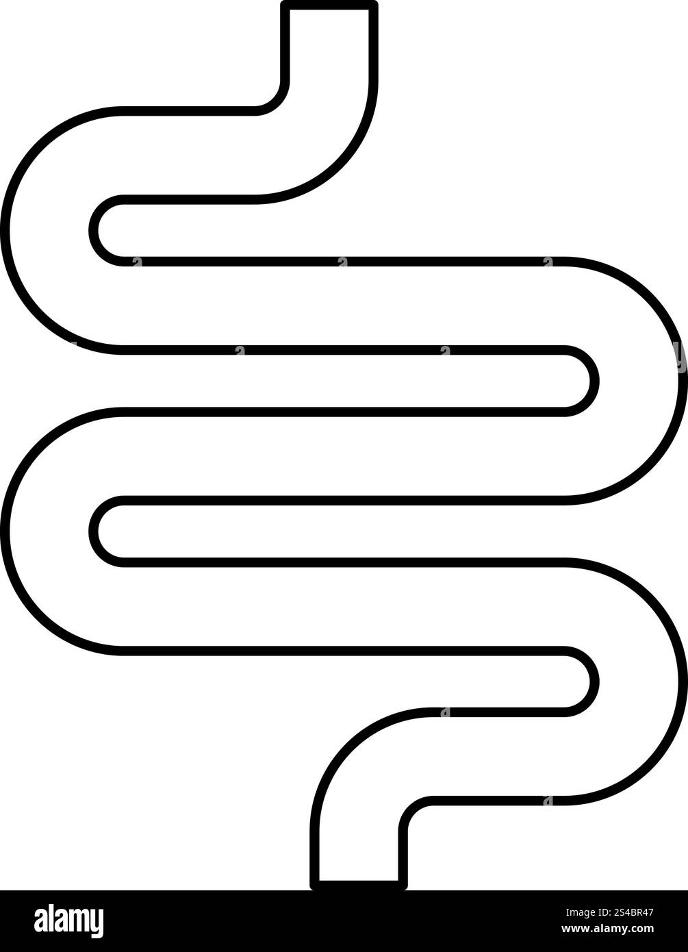 Intestino o viscere icona colore nero illustrazione vettoriale di tipo piatto contorno Illustrazione Vettoriale