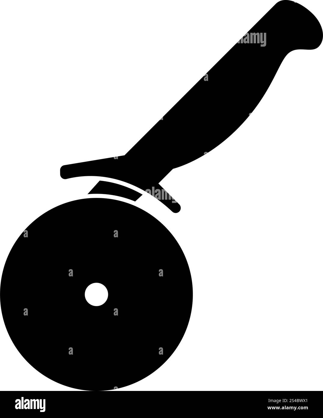 Icona Pizza cutter o coltello per pizza di colore nero Illustrazione Vettoriale