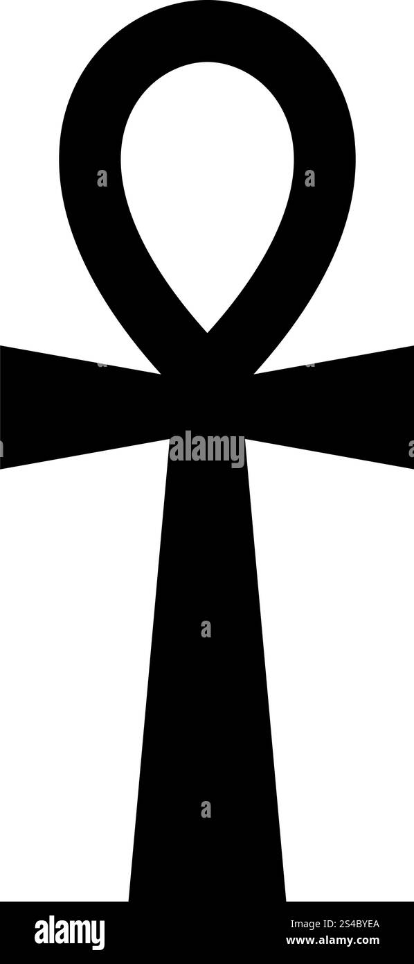 Icona Ankh a croce copta di colore nero Illustrazione Vettoriale