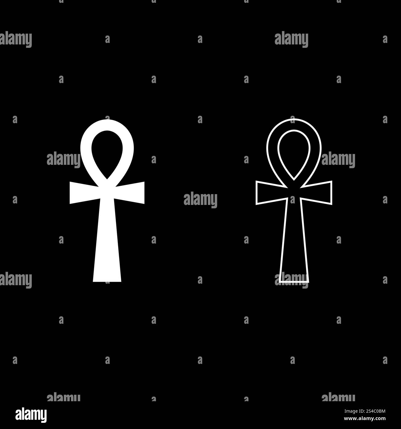 Croce copta Ankh il set di icone di colore bianco illustrazione vettoriale stile piatto semplice immagine Illustrazione Vettoriale