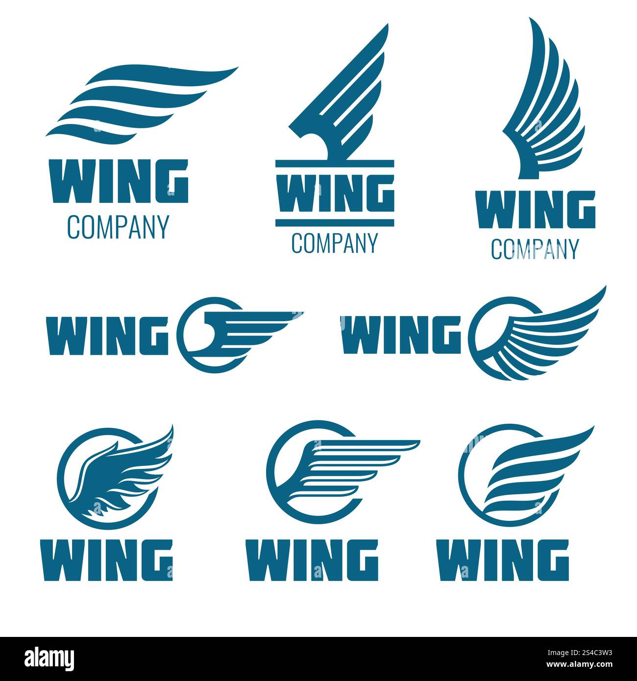 Set di logo astratti Wings Vector per le aziende di consegna, carico e affari. Set di logo astratti Wings Vector per le aziende di consegna, carico e affari. Logo Wing dell'azienda, logo Wing aziendale, illustrazione rapida dell'icona Illustrazione Vettoriale