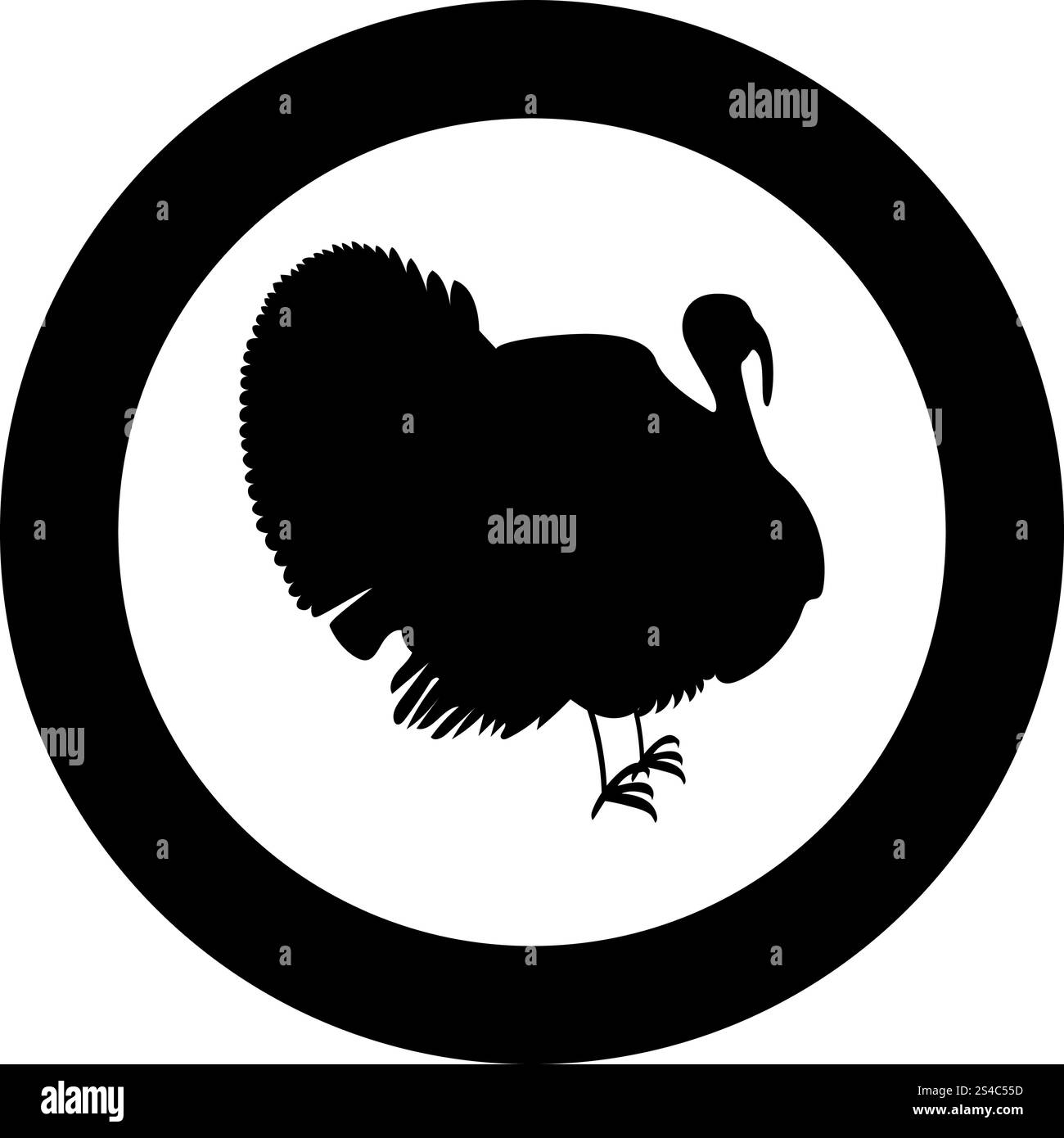 La Turchia icona di colore nero in cerchio intorno illustrazione vettoriale Illustrazione Vettoriale