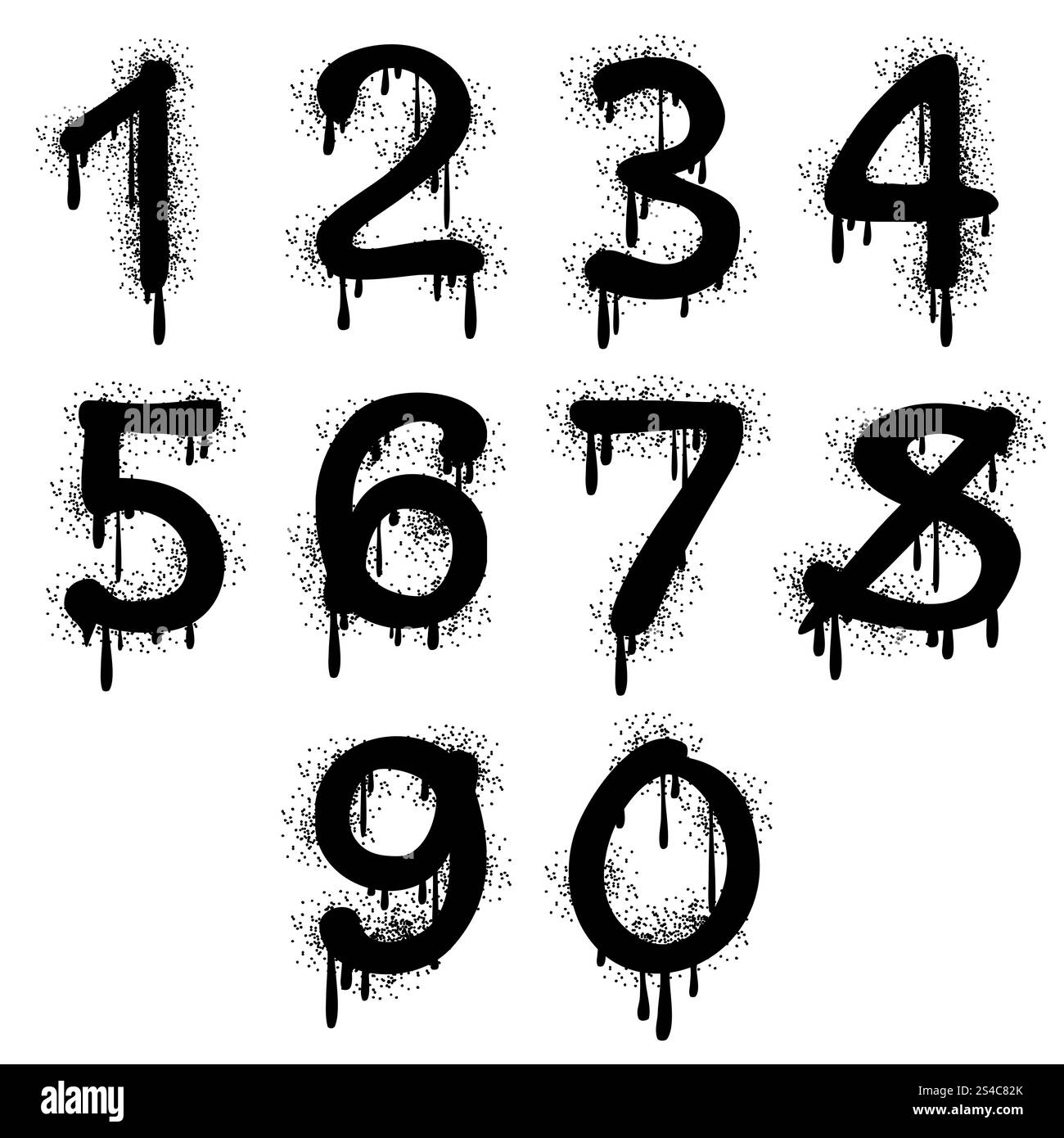 Grunge i numeri vettoriali con effetto testo sparso. Grunge i numeri vettoriali con effetto testo sparso. Cifra aritmetica per l'illustrazione didattica Illustrazione Vettoriale