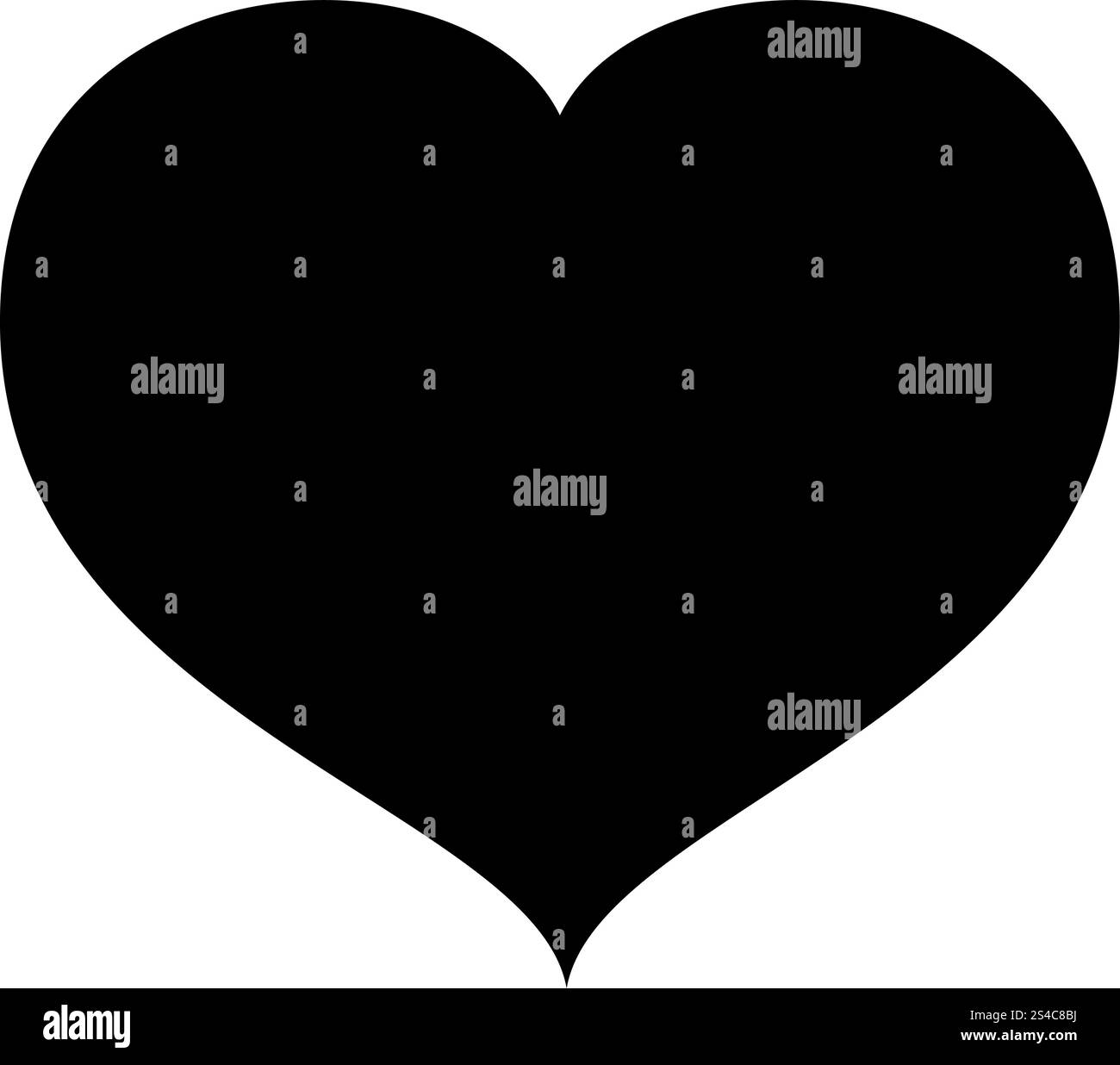 Illustrazione vettoriale di colore nero con icona cuore con estremità Illustrazione Vettoriale