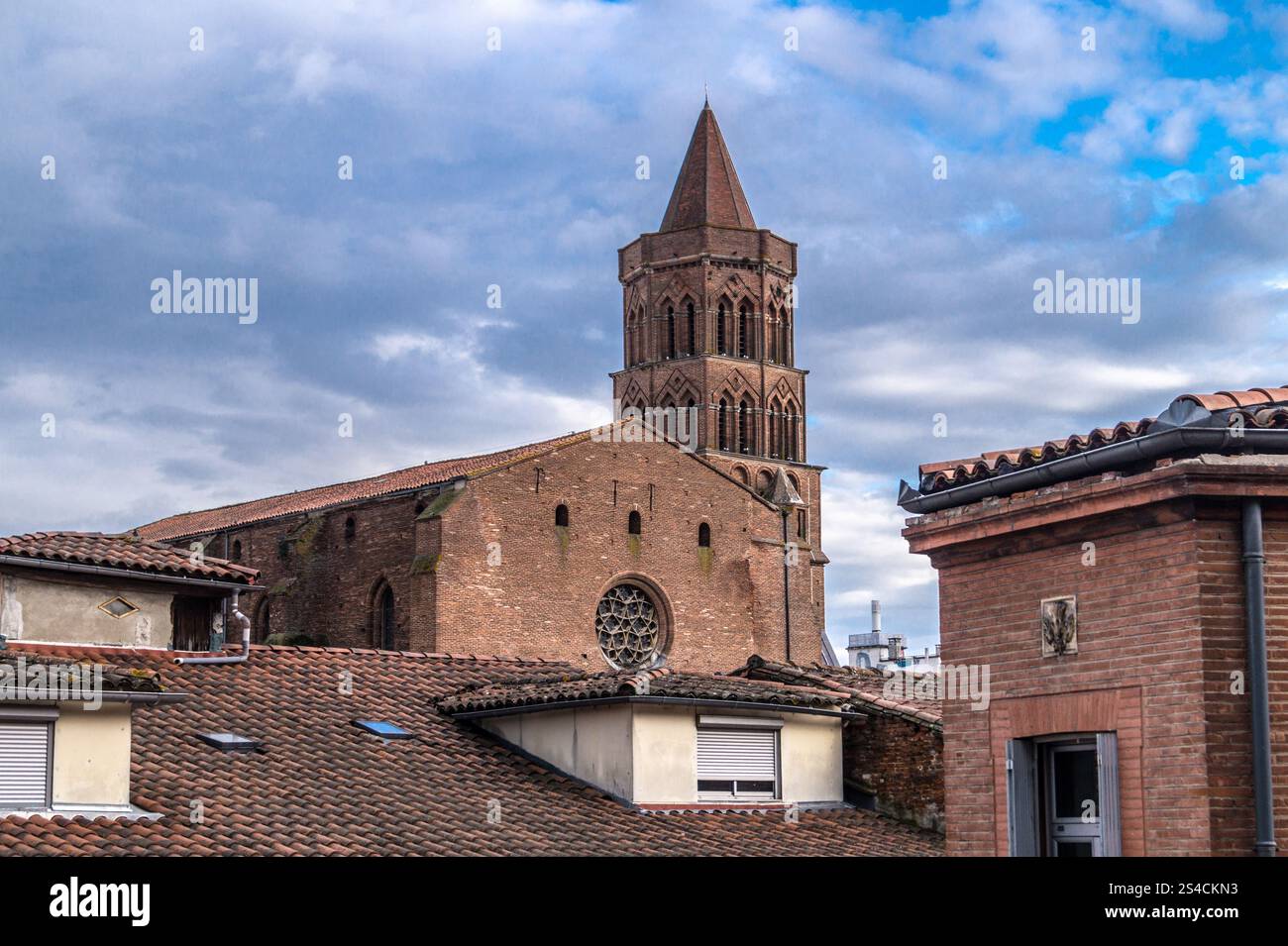 Chiesa di San Nicola, stile architettonico gotico meridionale, St. Cyprien, Tolosa, alta Garonna, Occitania, Francia Foto Stock