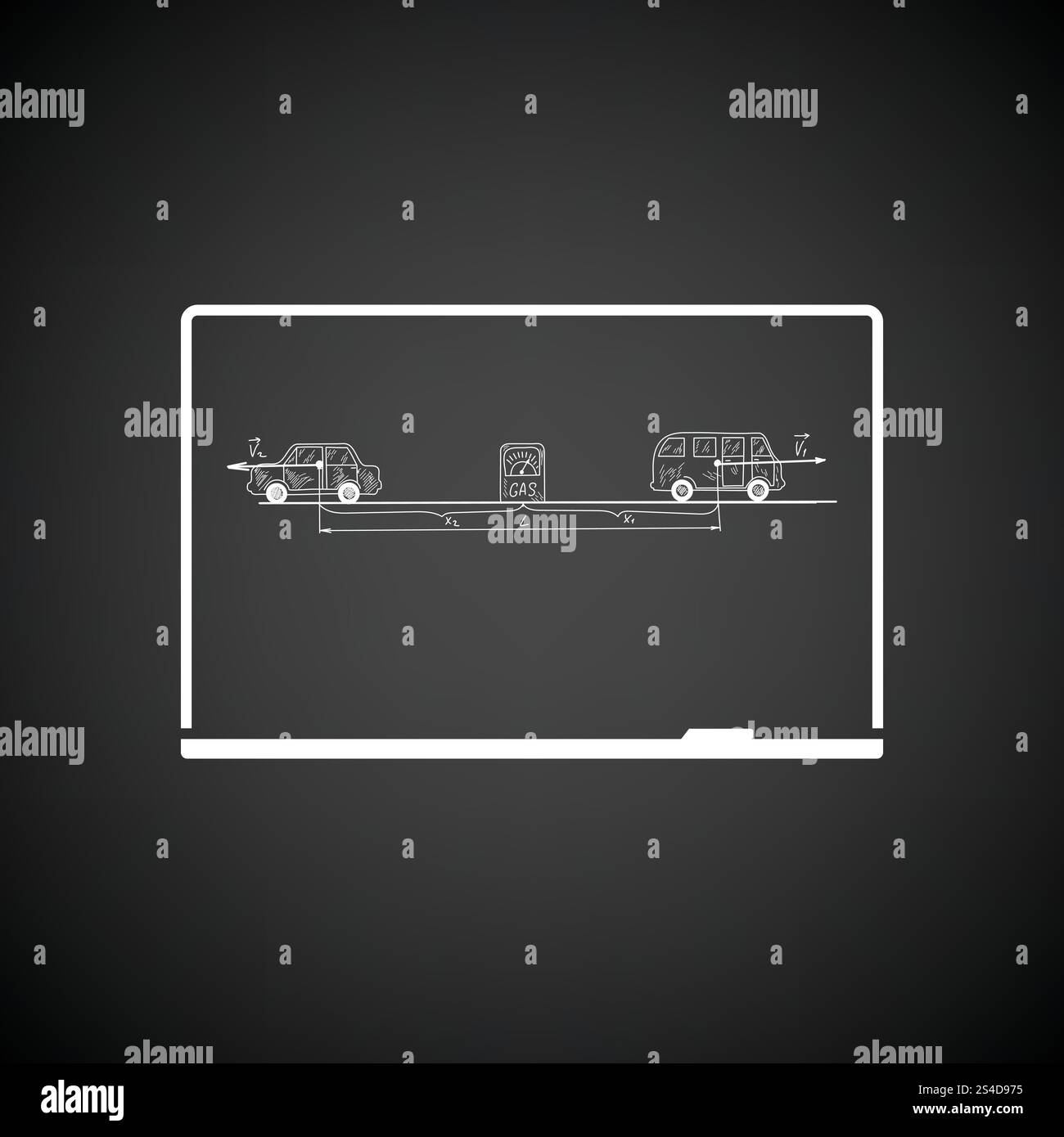 Classroom blackboard icona. Sfondo nero con il bianco. Illustrazione Vettoriale. Illustrazione Vettoriale