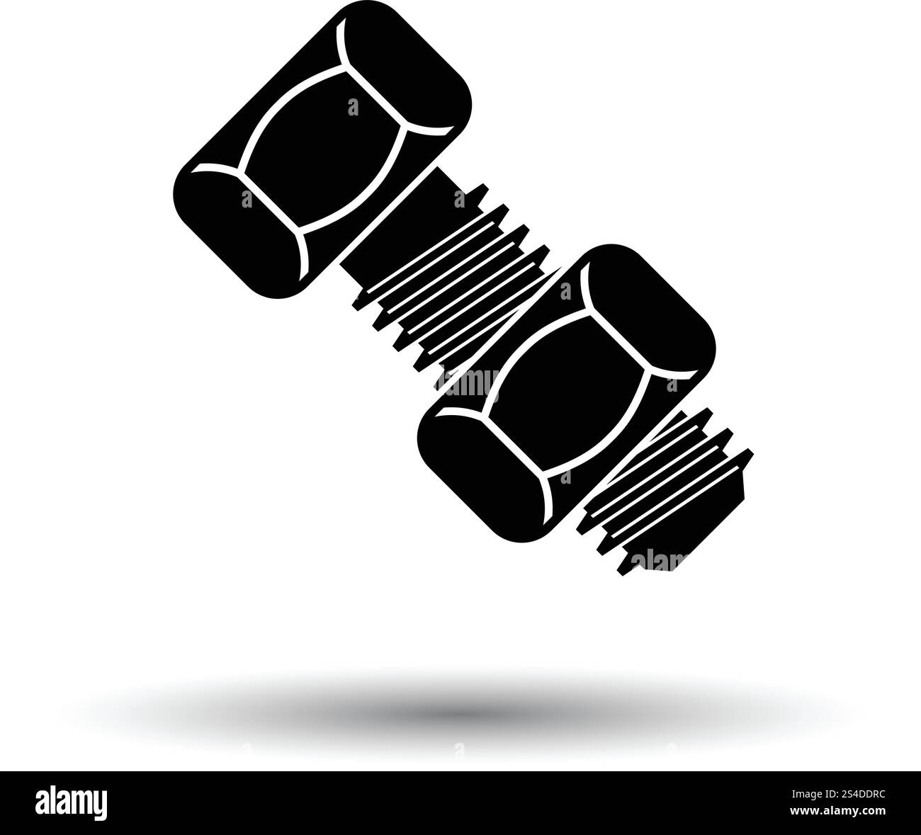 Icona del bullone e dado. Sfondo bianco con ombra design. Illustrazione Vettoriale. Illustrazione Vettoriale
