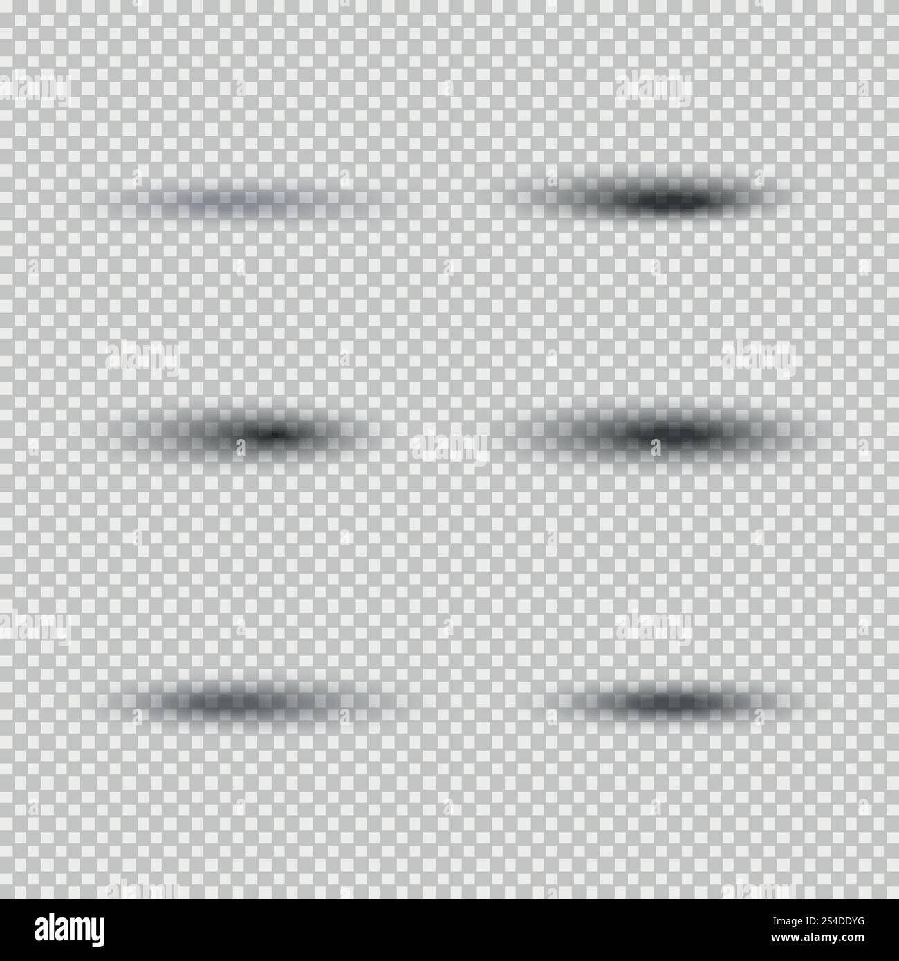 Ombra ovale trasparente con bordi morbidi isolati su un set di vettori di sfondo chakerato. Ombreggiatura del disegno vuota, illustrazione dell'ombra del modello. Ombra ovale trasparente con bordi morbidi isolati su un set di vettori di sfondo chakerato Illustrazione Vettoriale