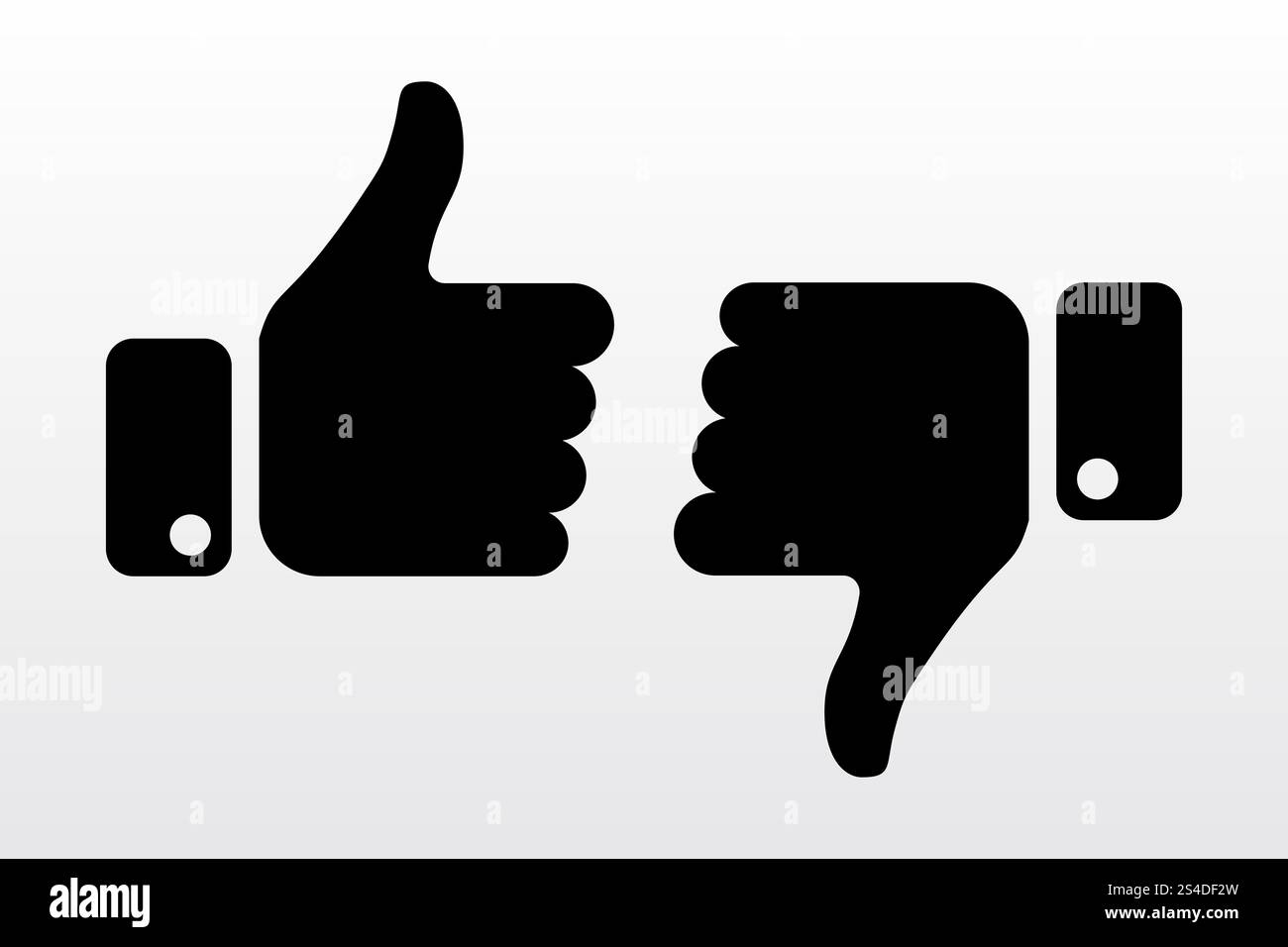 Con il pollice verso l'alto e verso il basso, come le icone antipatie per i social network. Mani per terreni soiciali. Illustrazione vettoriale. Con il pollice verso l'alto e verso il basso, come le icone antipatie per i social network Illustrazione Vettoriale