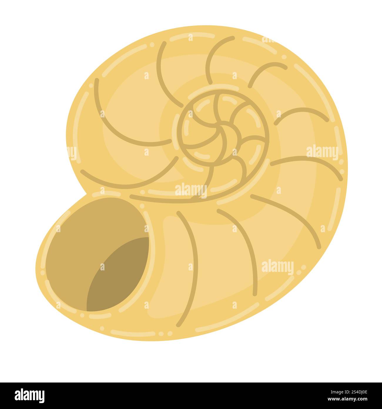 Carino carino cartoni animati vuoti, con conchiglia isolata su sfondo bianco. Animale oceanico. Illustrazione Vettoriale