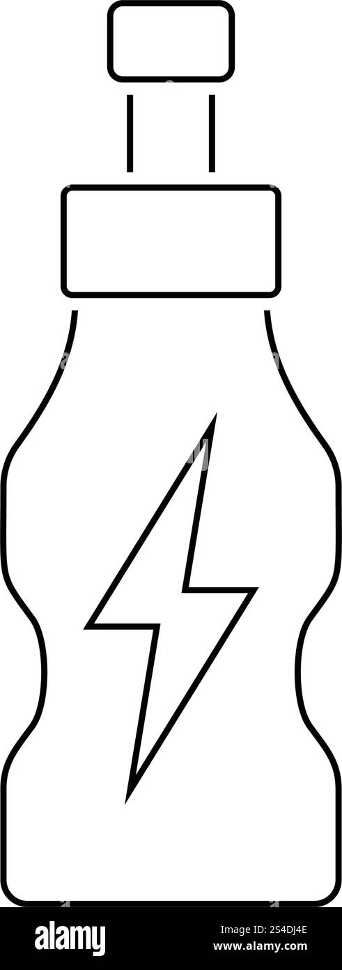 Icona di bevande energetiche bottiglia. Linea sottile design. Illustrazione Vettoriale. Illustrazione Vettoriale