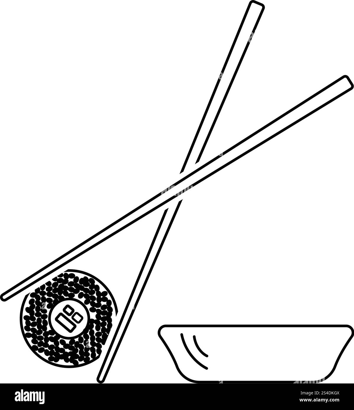 Il Sushi con bastoni icona. Linea sottile design. Illustrazione Vettoriale. Illustrazione Vettoriale