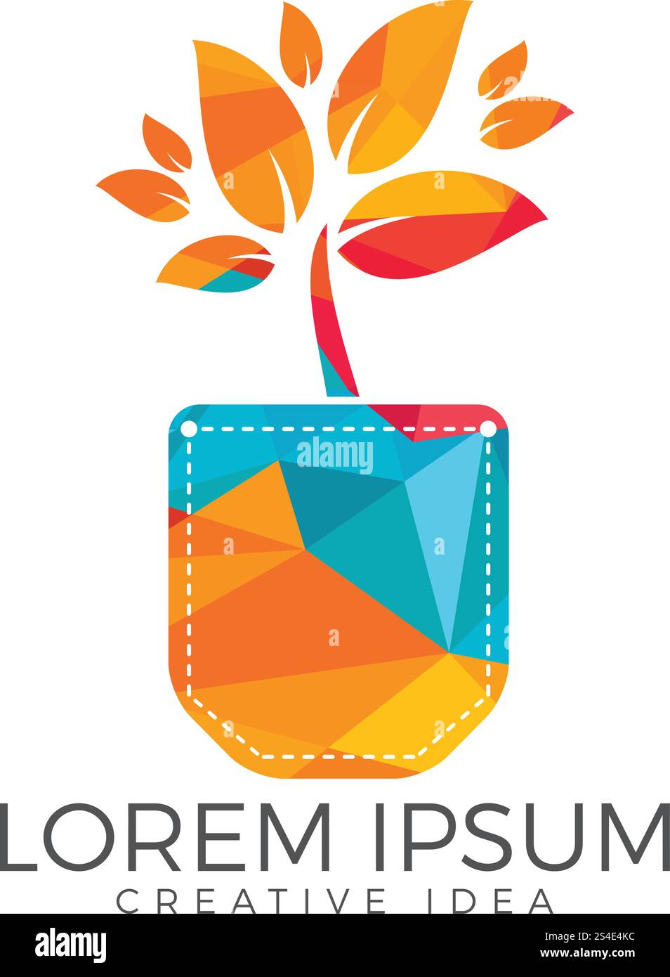 Logo Pocket Tree. Modello di design con logo Pocket Garden. Illustrazione Vettoriale