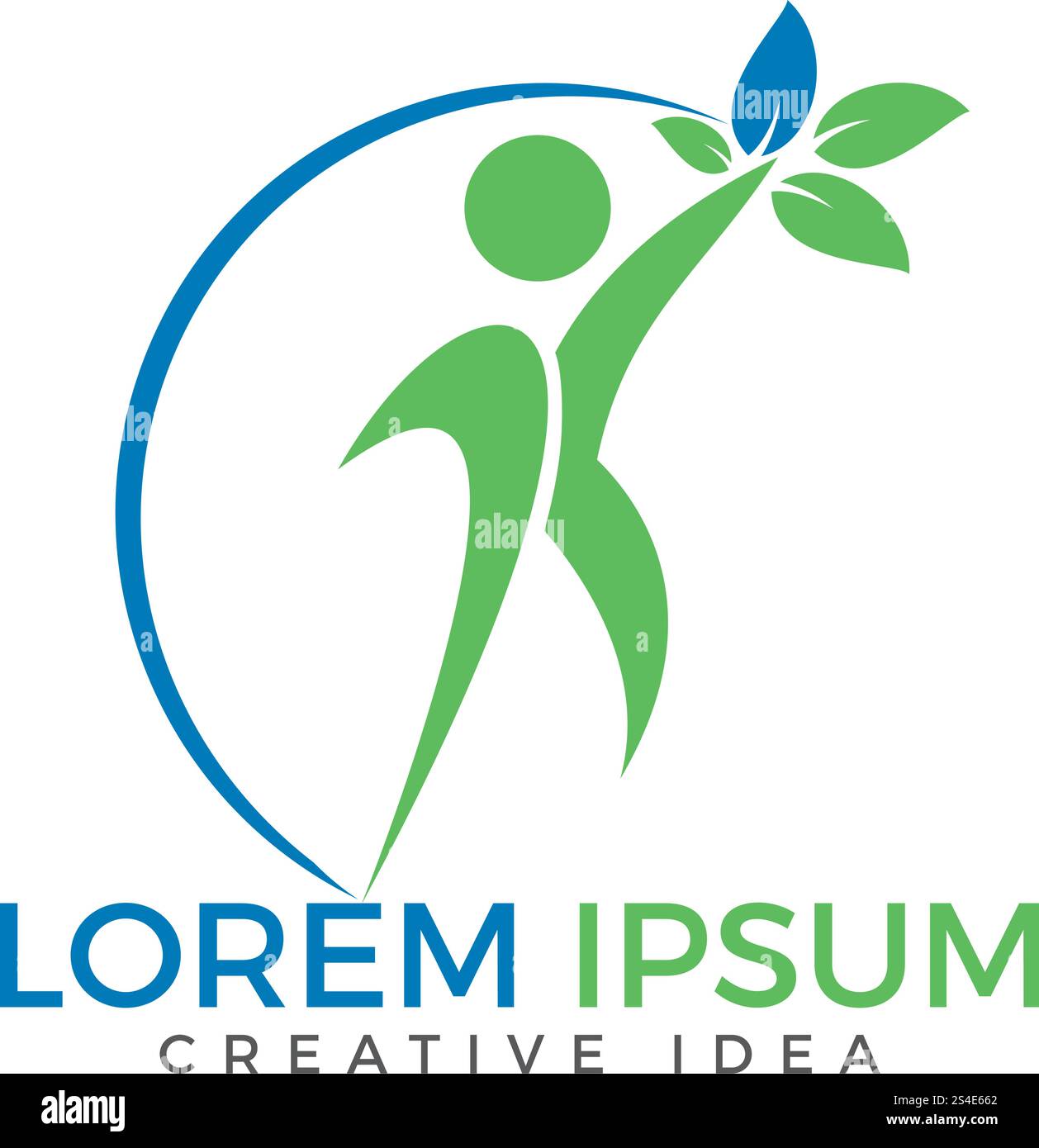 Design del logo del carattere medico umano. Modello di disegno del logo per la clinica, l'ospedale, il centro medico. Illustrazione Vettoriale