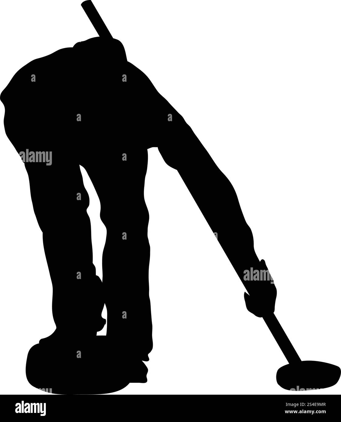 Silhouette di curling. Nero su bianco. Illustrazione Vettoriale. Illustrazione Vettoriale