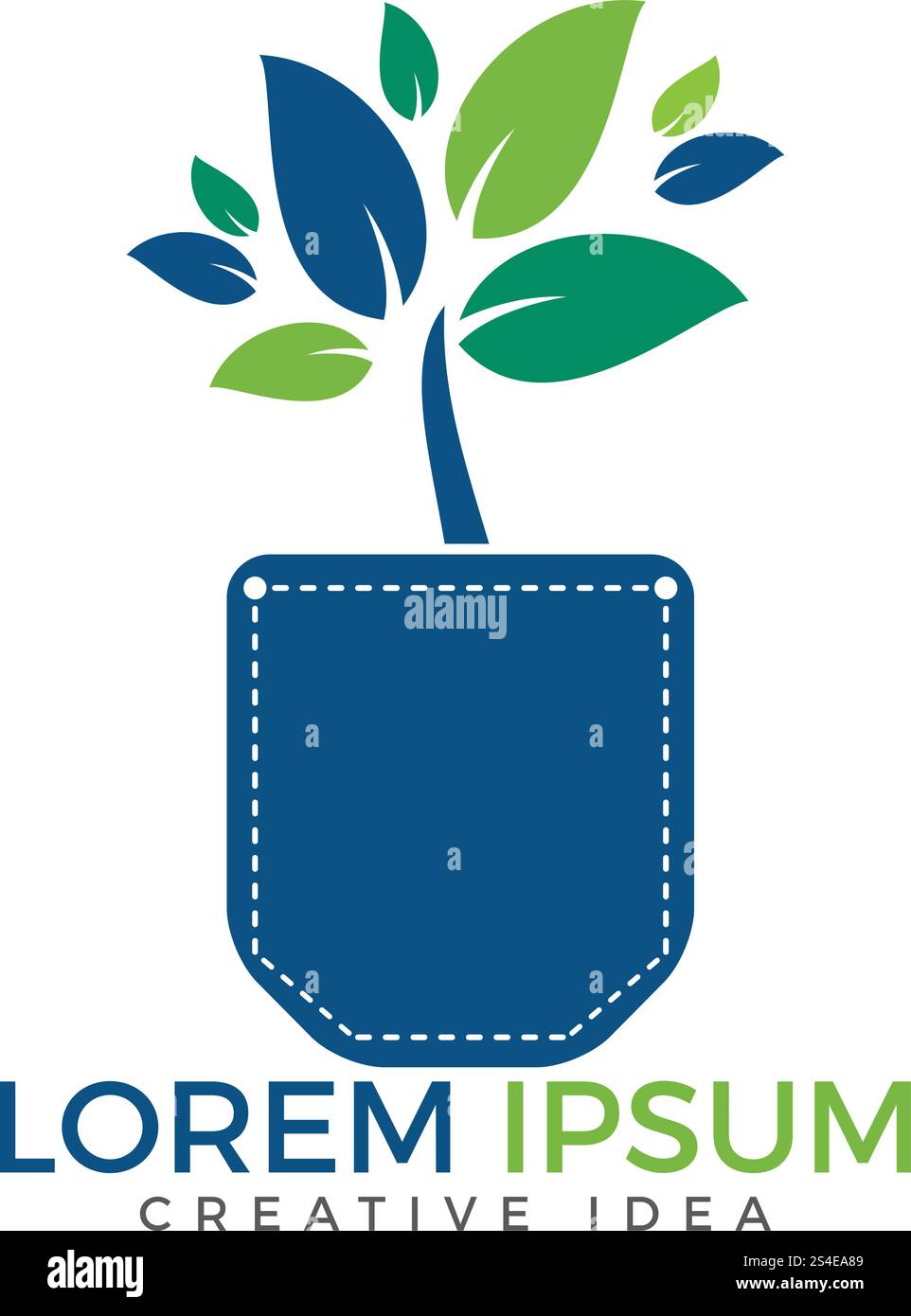 Logo Pocket Tree. Modello di design con logo Pocket Garden. Illustrazione Vettoriale