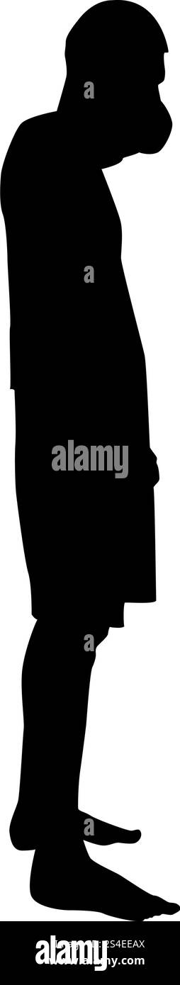 Uomo che copre la sua bocca concetto Silhouette stretta bocca shock dolore icona colore nero illustrazione vettoriale stile piatto semplice immagine Illustrazione Vettoriale