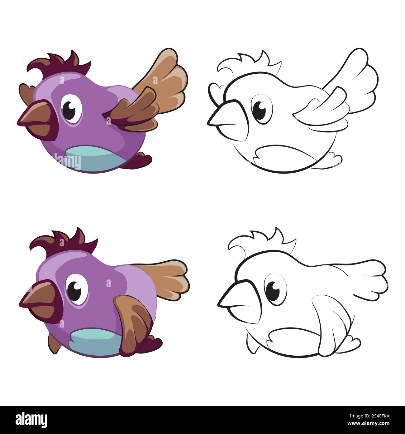 Pagina da colorare per i bambini con uccelli dei cartoni animati volanti - uccelli volanti per colorare. Uccelli colorati. Illustrazione vettoriale. Pagina da colorare per i bambini con uccelli dei cartoni animati volanti - uccelli volanti per colorare Illustrazione Vettoriale