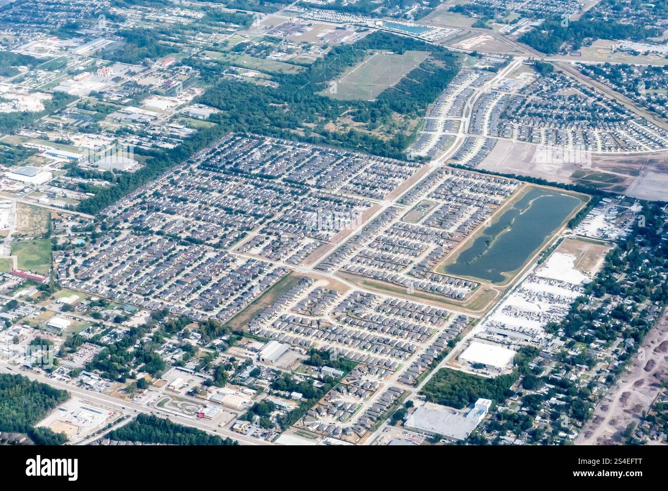 Willow Springs, Houston, Texas, Stati Uniti - Fotografia aerea del quartiere di Willow Springs a Houston, contea di Harris, Texas, con case Foto Stock