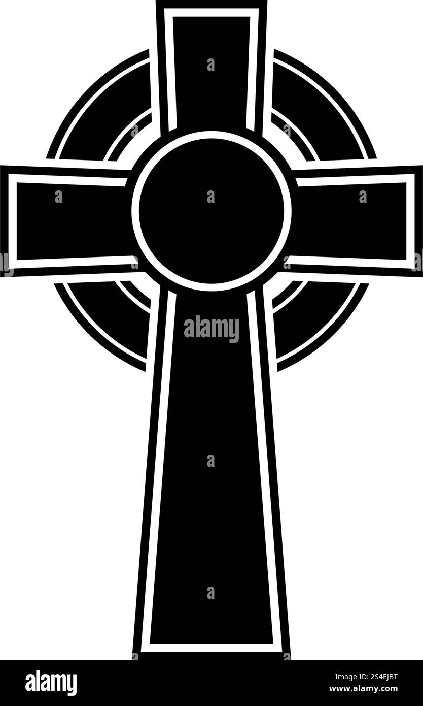 Celtic icona a forma di croce di colore nero illustrazione vettoriale stile piatto semplice immagine Illustrazione Vettoriale
