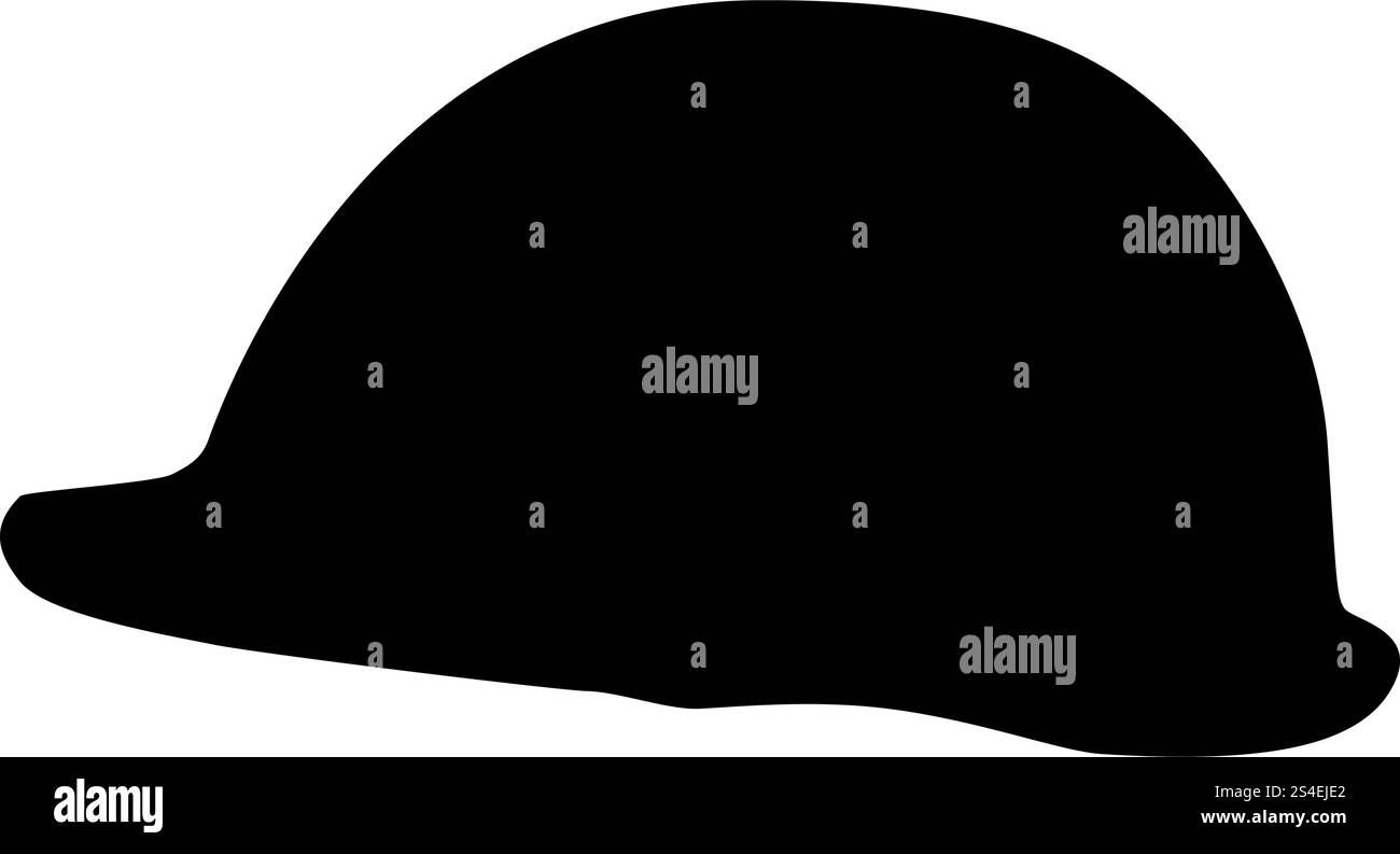 Casco di sicurezza per il lavoro in un cantiere per la sicurezza del luogo di lavoro sulla costruzione icona colore nero illustrazione vettoriale stile piatto semplice immagine Illustrazione Vettoriale