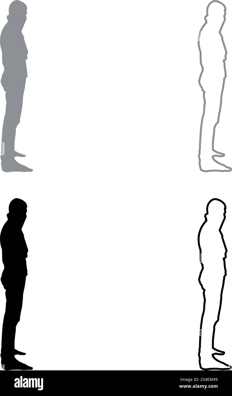 Uomo con bandana sul viso che nasconde la sua identità concetto di ribellione icona di protesta Set grigio nero illustrazione vettoriale contorno piatto immagine semplice Illustrazione Vettoriale