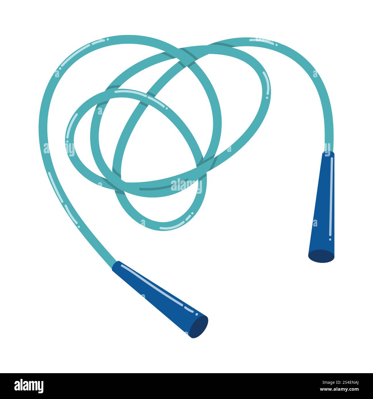 Corda per saltare in blu cartoni animati in stile piatto. Gioco sportivo retro y2k. Illustrazione Vettoriale